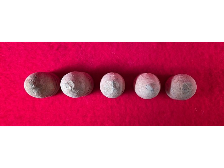 Five Confederate .54 Caliber Gardner Bullets - High Grade