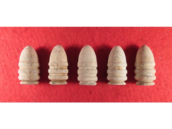 Five Confederate  .52 Caliber "Ringtail" Sharps Carbine Bullets