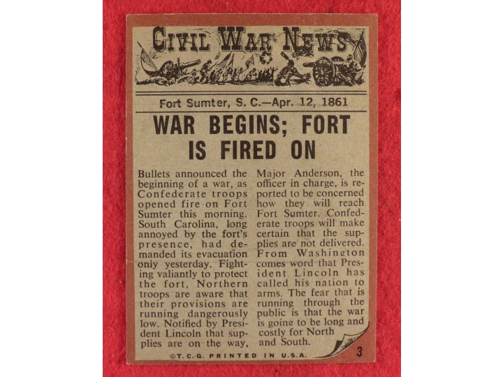 The 1962 Topps Civil War News Card Series - Complete --- Even More ON SALE