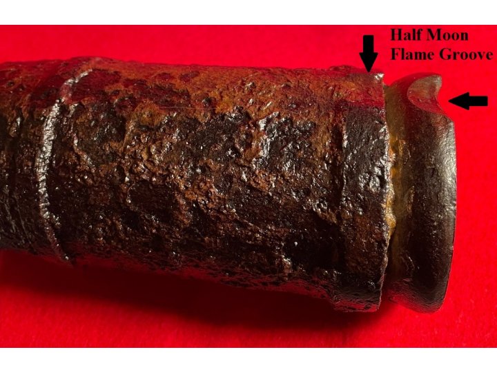 Confederate 3 Inch Read Shell - Unfired - Rare "Half Moon" Flame Groove