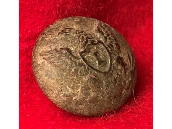 Federal Infantry Kepi Button with Bit of Leather