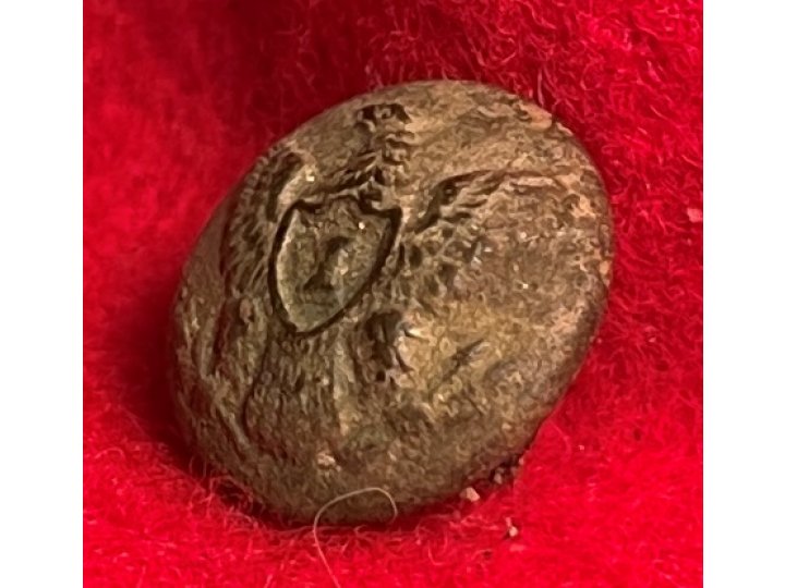 Federal Infantry Kepi Button with Bit of Leather