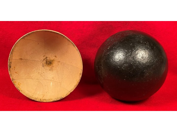 12 Pounder Solid Shot Cannonball with Repro Wood Sabot +++ Peter George Collection +++