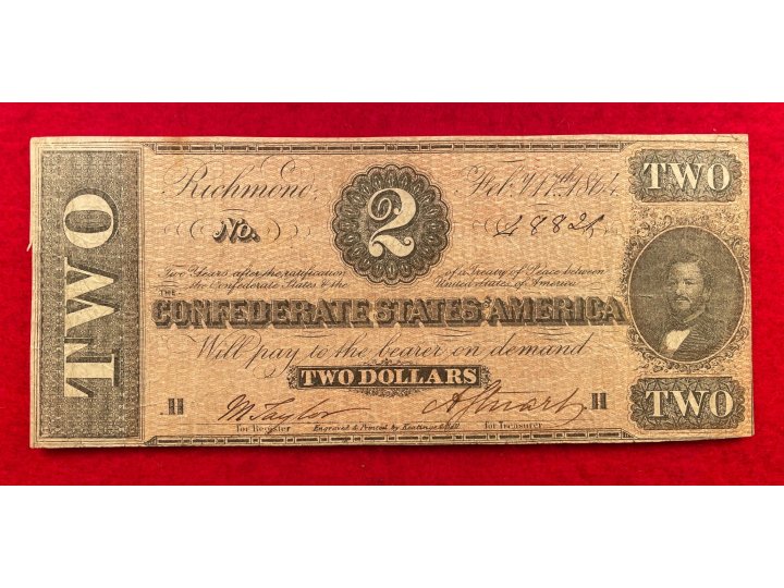 Confederate Two Dollar Note - 1864