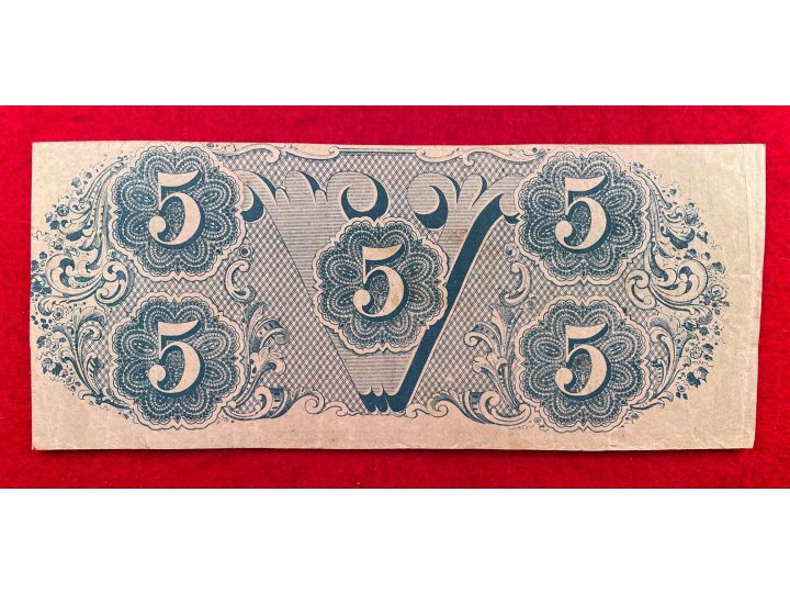 Confederate Five Dollar Note - 1862