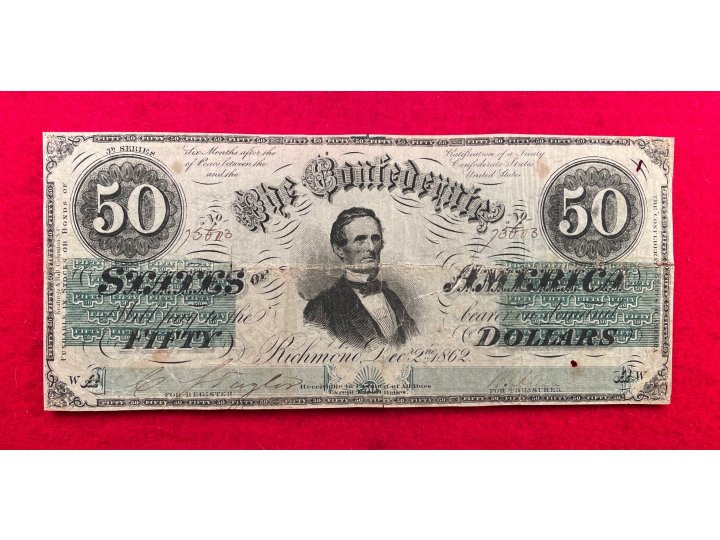 Confederate Fifty Dollar Note - 1862