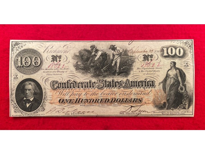 Confederate One Hundred Dollar Note - 1862 - T-41