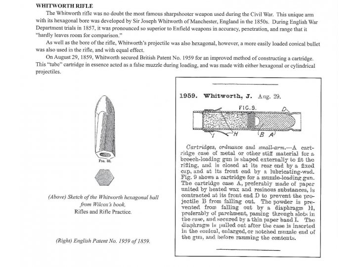 Confederate Whitworth Sharpshooters Rifle Cartridge - .45 Caliber 