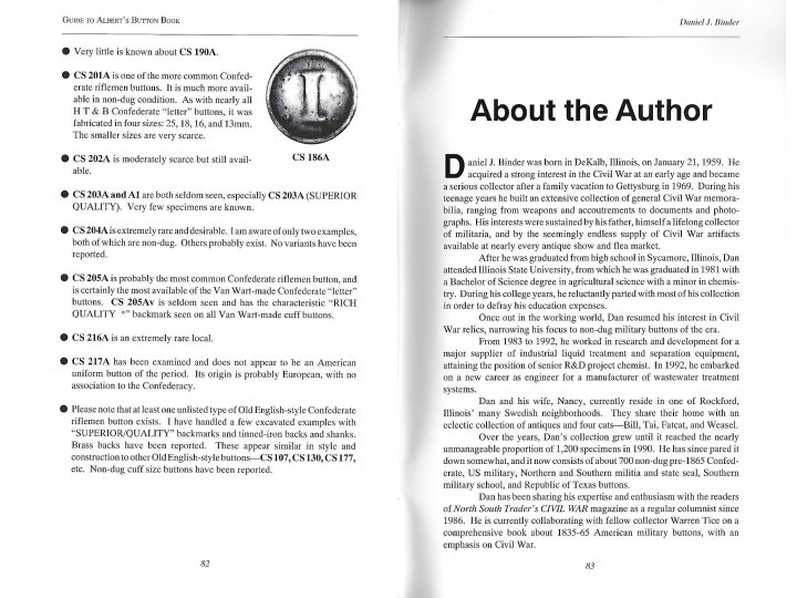 Civil War Collector's Guide to Albert's Button Book - Out of Print